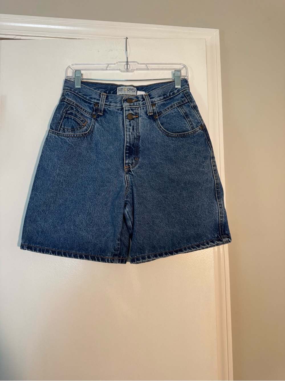 High-Rise Dark Blue Denim Shorts vintage Y2K summer Jean shorts Bermuda lake